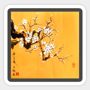 White Plum Blossom Sticker